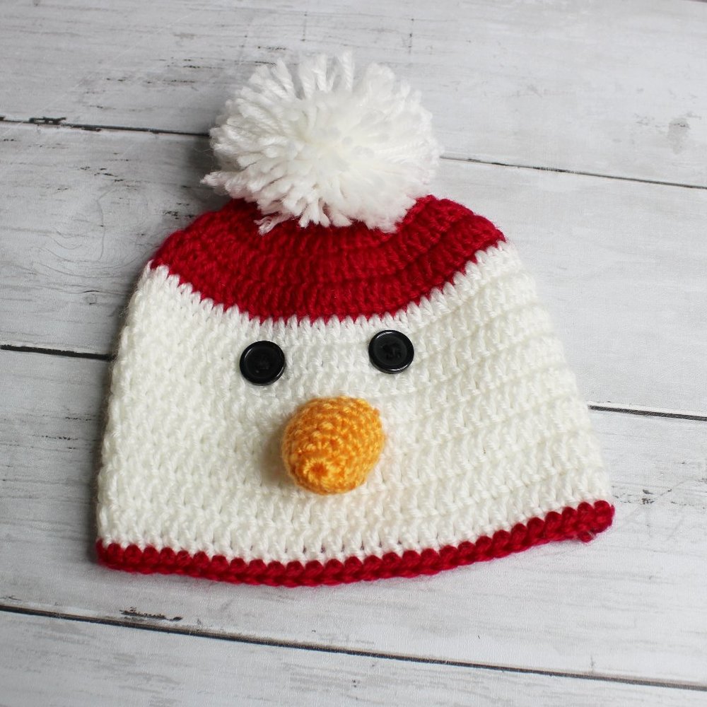 So Dorable Baby Boy Girl Snowman Hat Size 6 12 Months White Red Carrot